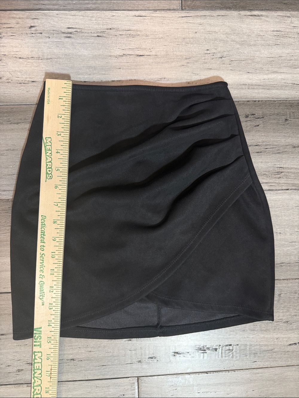 Black Ruched Wrap Mini Skirt - Picture 2 of 7